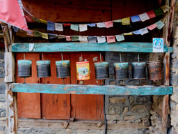 Prayer wheels made out of coffee cans.                  20211024
