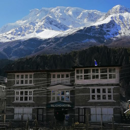 Base camp, Tilicho Hotel. An oasis in the mountains.        28°39'53
